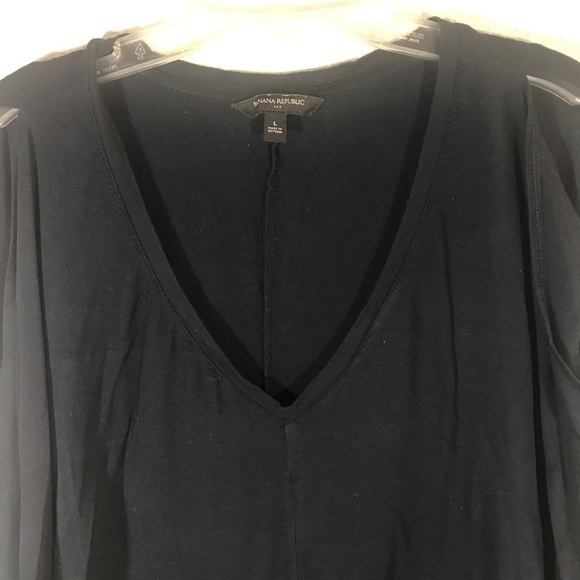 Banana Republic Black 3/4 Dolman Open Sleeve T-Shirt size L - Picture 6 of 9